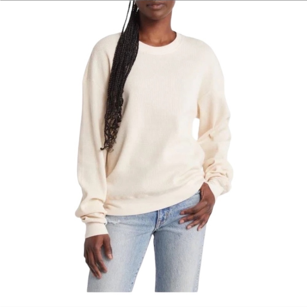 Good American Thermal Boyfriend Sweatshirt - Size 2 (Medium) $95 MSRP